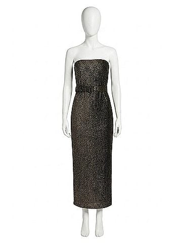 Dress Forum Midnight Muse Velvet Strapless Dress in Black/Gold (view 1)