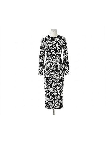 Flying Tomato Jacquard Knit Midi Sweater Dress in Black/White/Metallic (view 1)