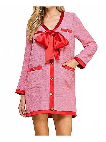 TCEC Gift Of All Tweed Bow Dress in Pink (view 2)