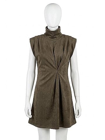 THML Stormy Suede Dress in Olive (view 1)