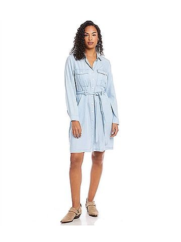 Karen Kane Campbell Shirtdress With Tie Belt in Chambray (view 2)