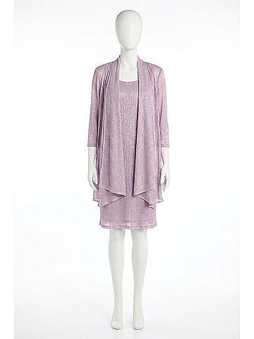 R&M Richards Solid Metallic Jacket Dress Set in Magnolia (view 1)