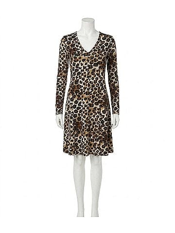 Karen Kane Long Sleeve Fit And Flair Dress in Animal Print (view 1)