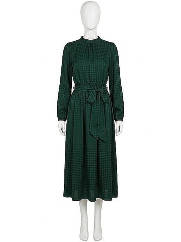 Dress Forum Houndstooth Satin Midi Dress in Forest Green (view 1)