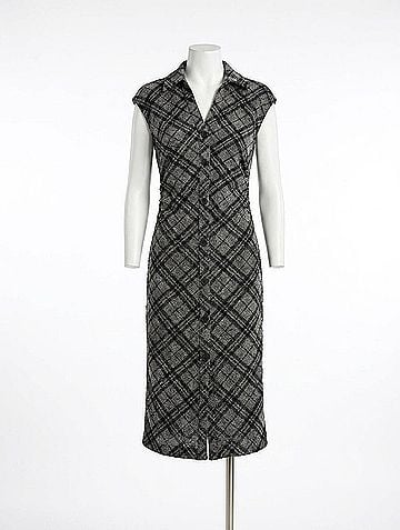 Gilli Collared Sleeveless Button Down Plaid Midi Dress in Grey-Black Plaid (view 1)
