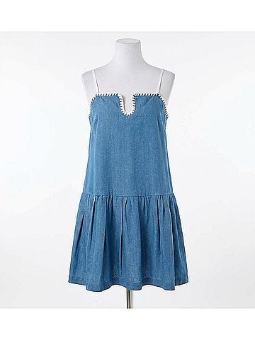 TCEC Spaghetti Strap Mini Dress in Denim Blue (view 1)