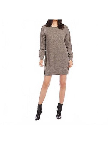 Karen Kane Tammy Zipper Detail Dress in Heathered Taupe (view 2)