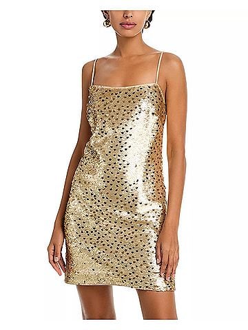 Milly Colette Dot Sequin Mini Dress in Gold (view 2)
