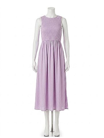 TCEC Palmer Smocked Bodice Midi Dress in Lavender (view 1)