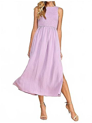 TCEC Palmer Smocked Bodice Midi Dress in Lavender (view 2)
