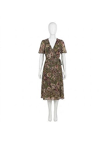 Ralph Lauren Floral Midi Dress in Green (view 1)