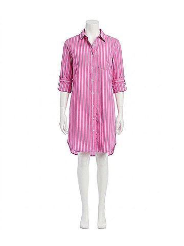 Karen Kane Stephie Striped Shirtdress in Fuchsia (view 1)