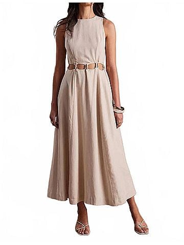 Sovere Adornement Midi Dress in Parchment (view 2)