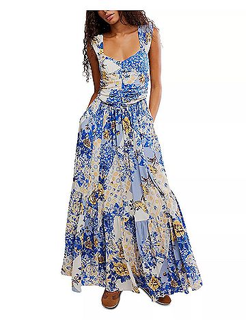 Free People Sasha Maxi Dress in Porcelain Combo (view 2)