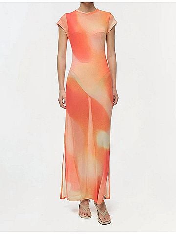 Jonathan Simkhai Fia Midi Dress in Golden Hour Sunset (view 2)