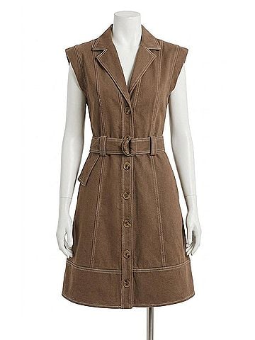 Entro Tailored Outlaw Dress in Brown (view 1)
