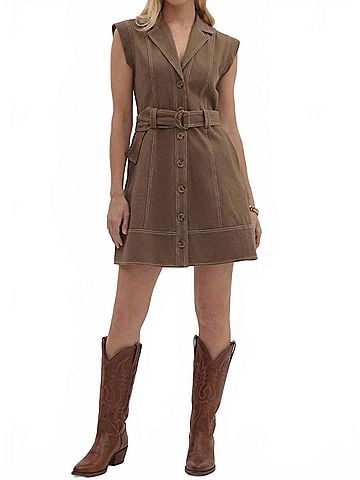 Entro Tailored Outlaw Dress in Brown (view 2)
