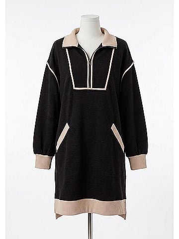 Entro Long Sleeve Everyday Dress in Ebony (view 1)