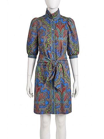 Gretchen Scott Designs Swagger Dress in Olive, Periwinkle &amp; Orange Paisley (view 1)