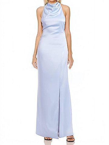 Badgley Mischka Daley Halter Neck Gown in Sky (view 2)