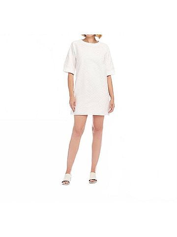 Karen Kane Raglan Sleeve Embellished Knit Dress in Off White (view 2)