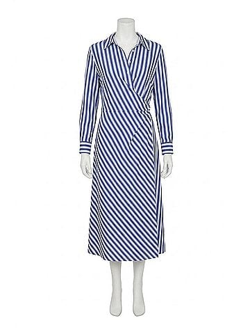 Tribal Long Sleeve Waist Wrap Dress in Blue (view 1)