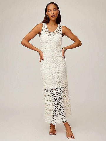 Fifteen Twenty Kelsie Crochet Dress in White (view 2)
