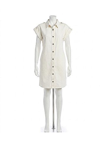 Karen Kane Celina Cap Sleeve Denim Dress in Off White (view 1)