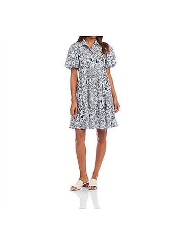 Karen Kane Puff Sleeve Dress in Paisley (view 2)