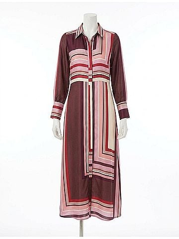 MISA Los Angeles Herminia Midi Dress in Chocolate Geo Stripe (view 1)