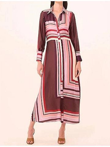MISA Los Angeles Herminia Midi Dress in Chocolate Geo Stripe (view 2)