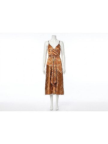 MISA Los Angeles Lisa Midi Dress in Copper Linear Wave (view 1)