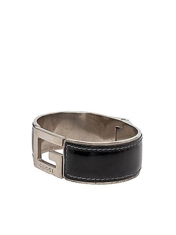 Gucci Gucci G-logo Bangle, Silver, Black Metal Leather, Men's GUCCI (view 2)