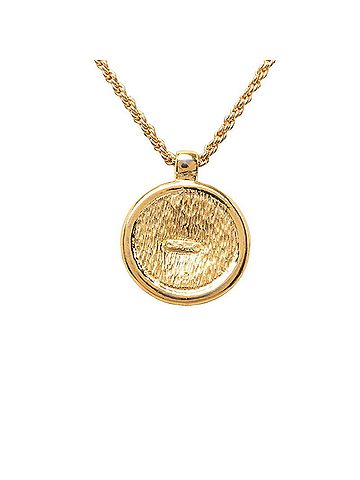 Christian Dior Christian Dior Dior Logo Emblem Round Circle Necklace Gold Plated Rhinestone Women's (view 2)