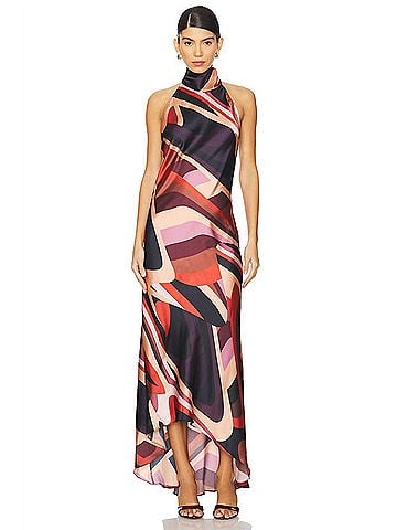 MISA Los Angeles Fiore Dress in Canyon Stripe Satin (view 2)
