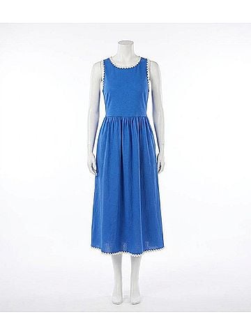 Karen Kane Sleeveless Edge Stitch Contrast Midi Dress - Petite Petite in Blue (view 1)
