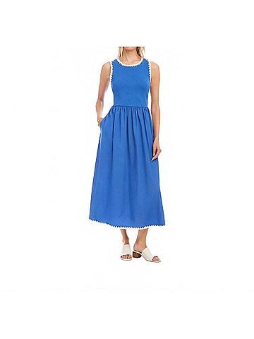 Karen Kane Sleeveless Edge Stitch Contrast Midi Dress - Petite Petite in Blue (view 2)