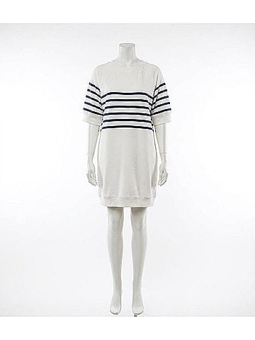 Karen Kane Stripe Raglan Sleeve Dress in Off White And Navy (view 1)