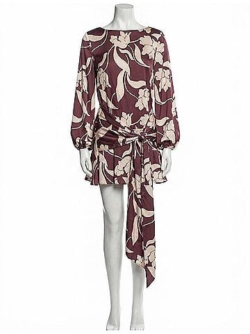 MISA Los Angeles Larissa Long Sleeve Mini Dress in Chocolate Flora (view 1)
