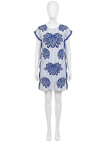 THML Capri Embroidered Mini Dress in Blue (view 1)