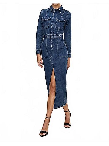 Good American Fit For Success Midi Dress in Indigo (view 2)