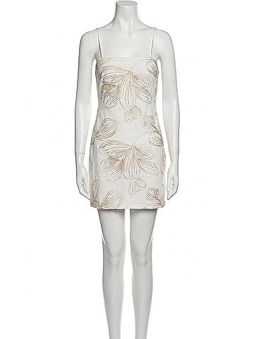 Moon River Flora Tie Mini Dress in Off-White (view 1)