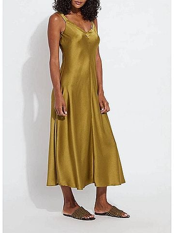 Lyssé Gemma Silk Slip Dress in Manzanilla (view 2)