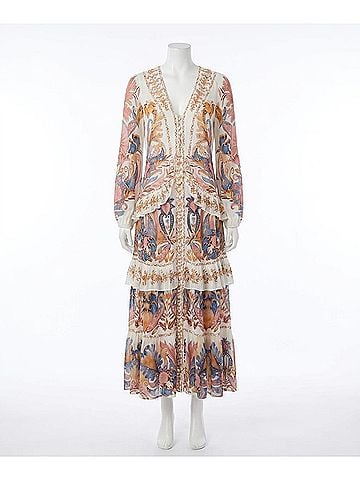 FARM Rio Sea Garden Ruffled Midi Dress in Off White (view 1)