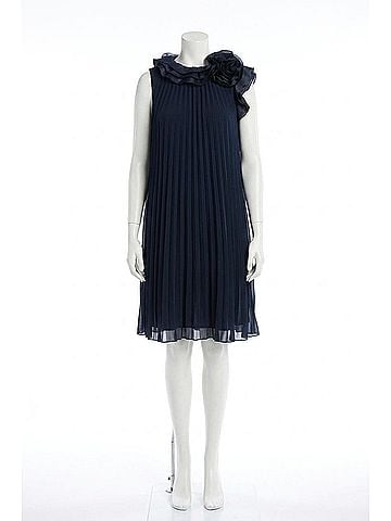 Joseph Ribkoff Chiffon Pleated A-Line Cocktail Dress in Midnight Blue (view 1)
