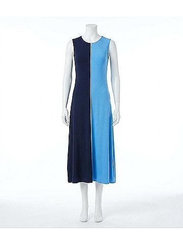 Karen Kane Solene Sleeveless Colorblock Midi Dress in Navy And Blue (view 1)