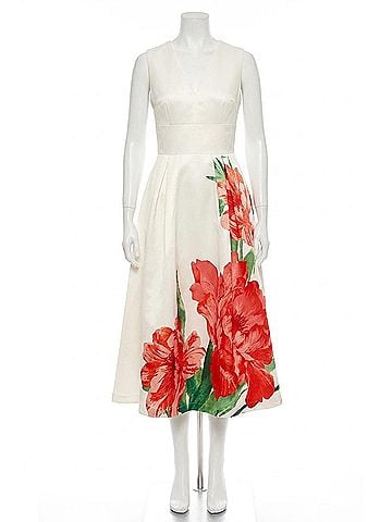 Flying Tomato Scarlet Garden Midi Dress in Ivory (view 1)