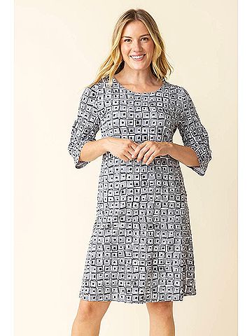 Habitat City Dress in Black/White/Grey Cube Print (view 2)