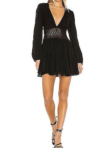 Free People The Delightful Mini Dress in Black (view 2)