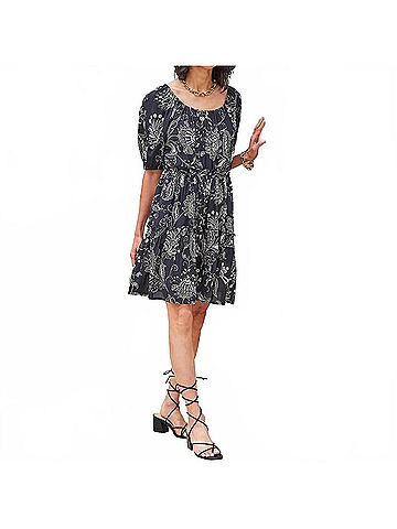 Karen Kane Blaire Tiered Short Dress in Black (view 2)